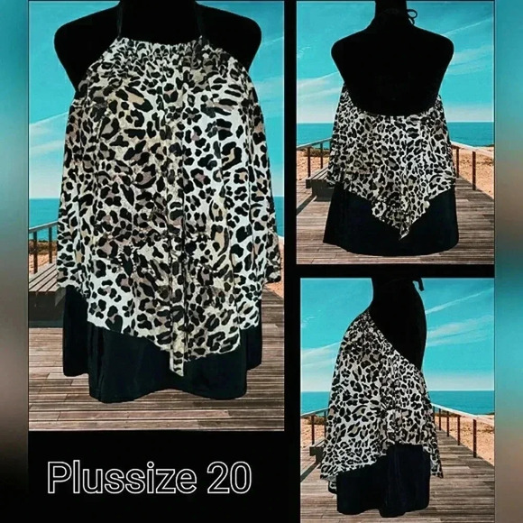 Tankini Leopard Haltertop Plussize 20 Slimming - Picture 1 of 5